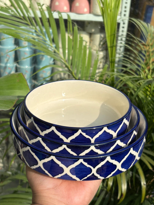 Blue Moroccan Serving Bowl Set (Set of 3)
