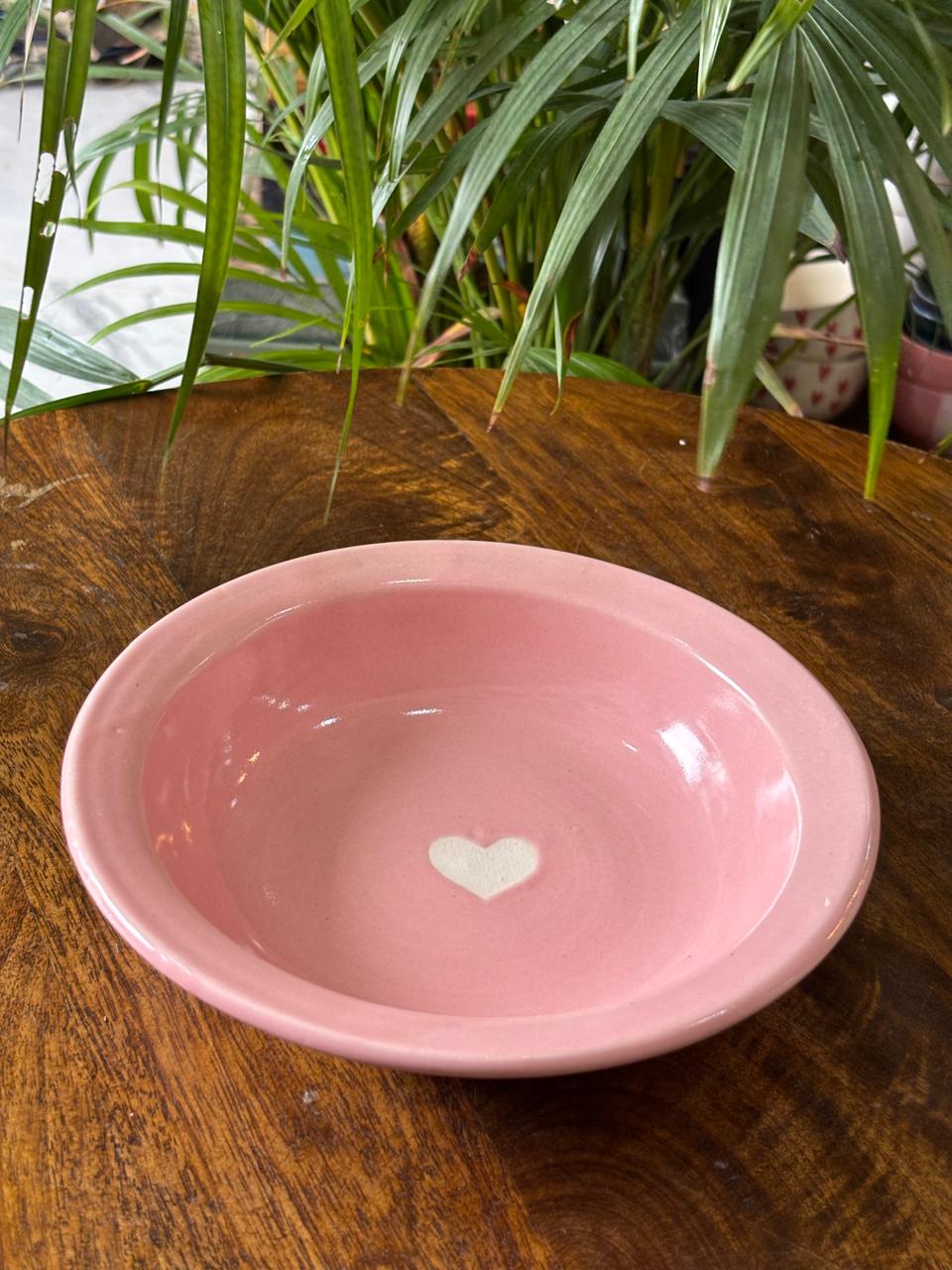 Pink Heart Pasta Plates Set of 2 (7inc)