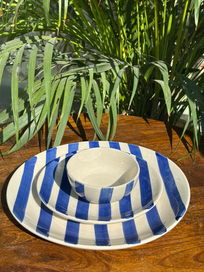 Blue Rhythm Handcrafted Premium Dinner Set (Set of 7)