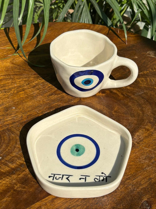 Evil Eye Coffee Mug & Saucer Set
