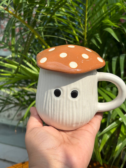 Brown Mushroom Magic Coffee Mug with Lid