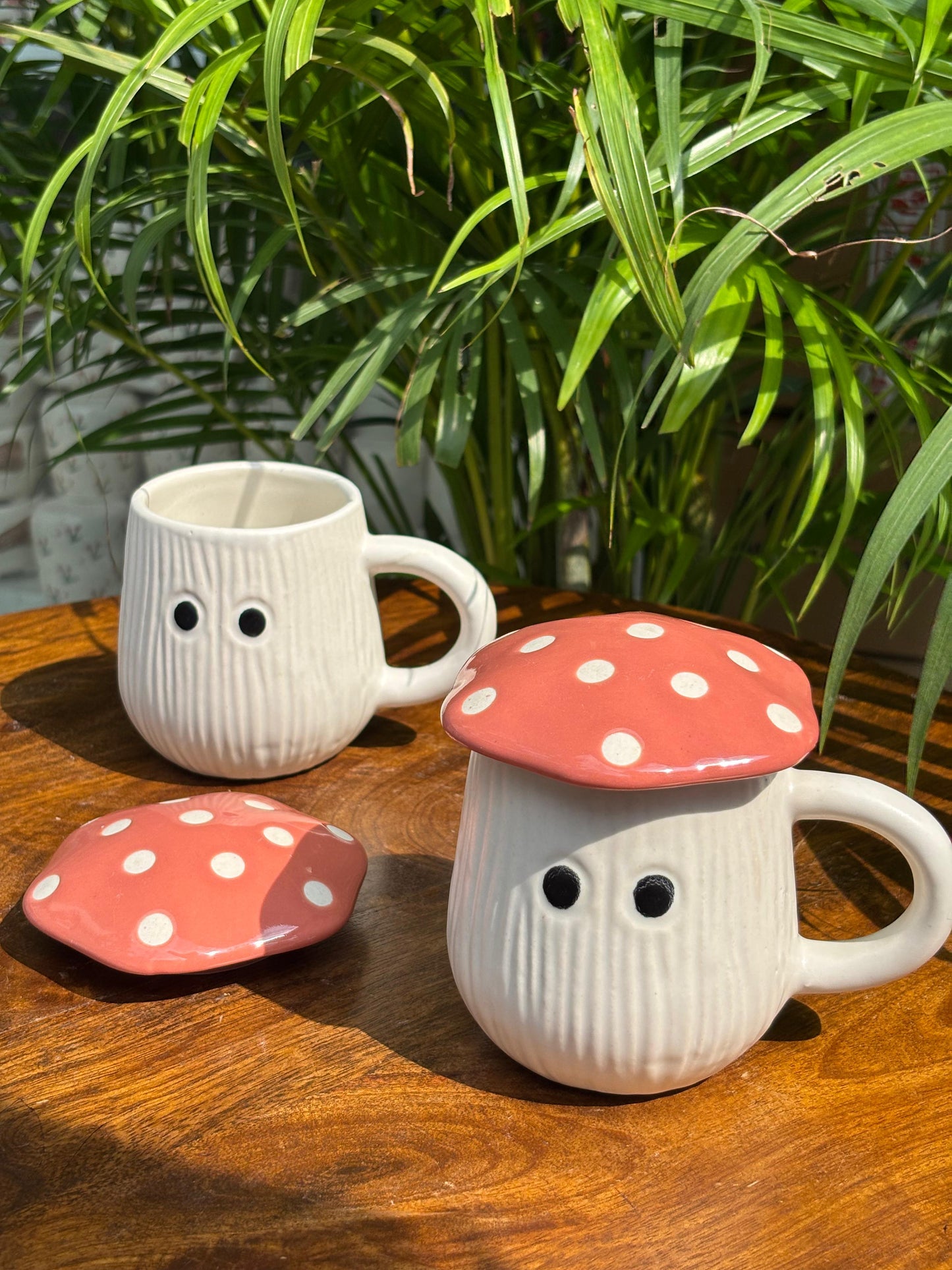 Pink Mushroom Magic Coffee Mug with Lid