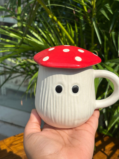 Red Mushroom Magic Coffee Mug with Lid