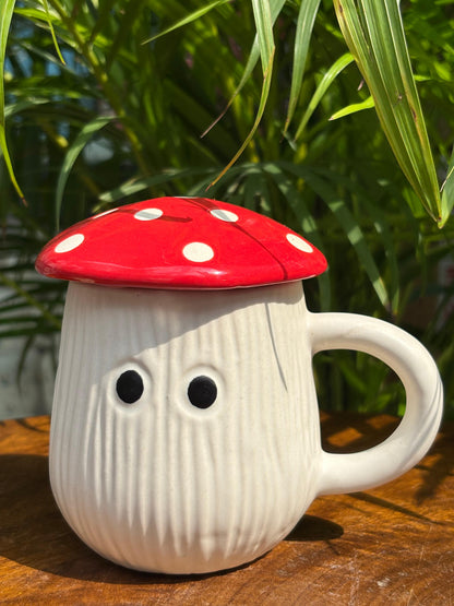 Red Mushroom Magic Coffee Mug with Lid