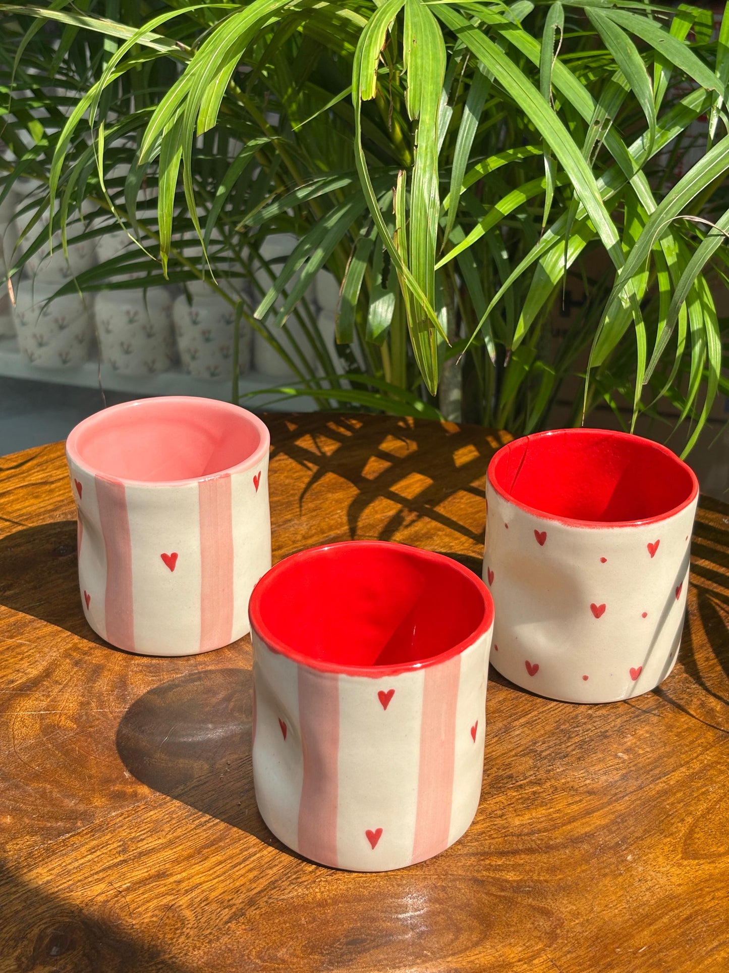 Blush of Hearts Candle Jars/ Water Glasses Combo (Set of 3)