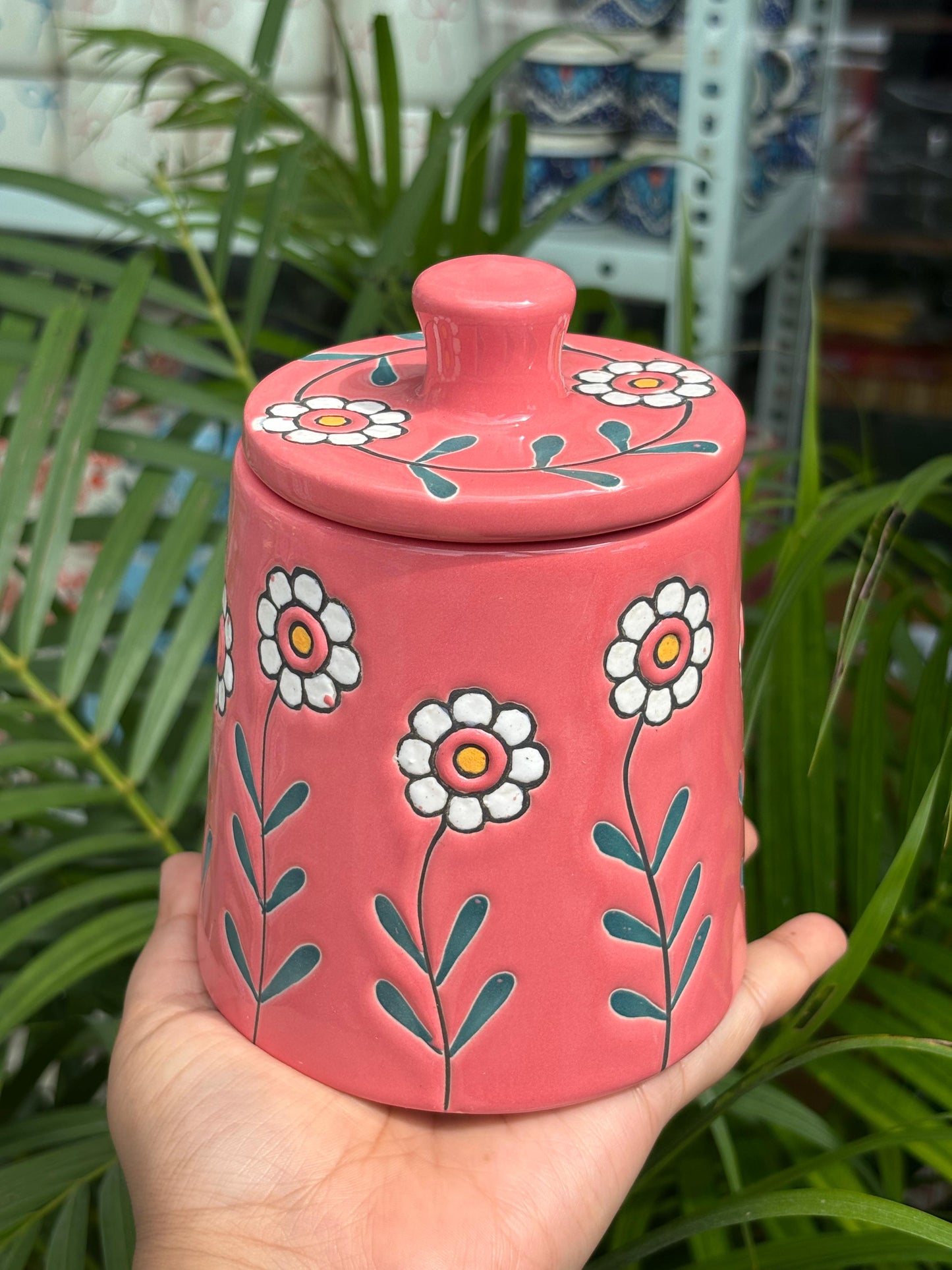 Bloom Pink Candle Jar with Lid