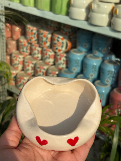 Red Heart Ceramic Dip Bowl / Ashtray (Set of 2)