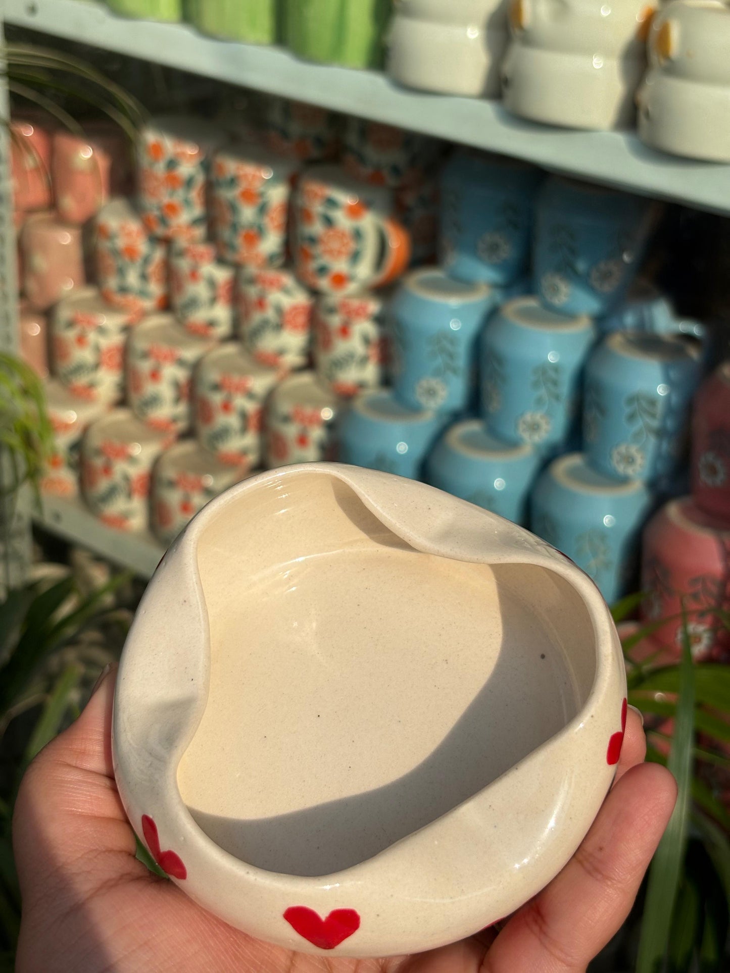 Red Heart Ceramic Dip Bowl / Ashtray (Set of 2)