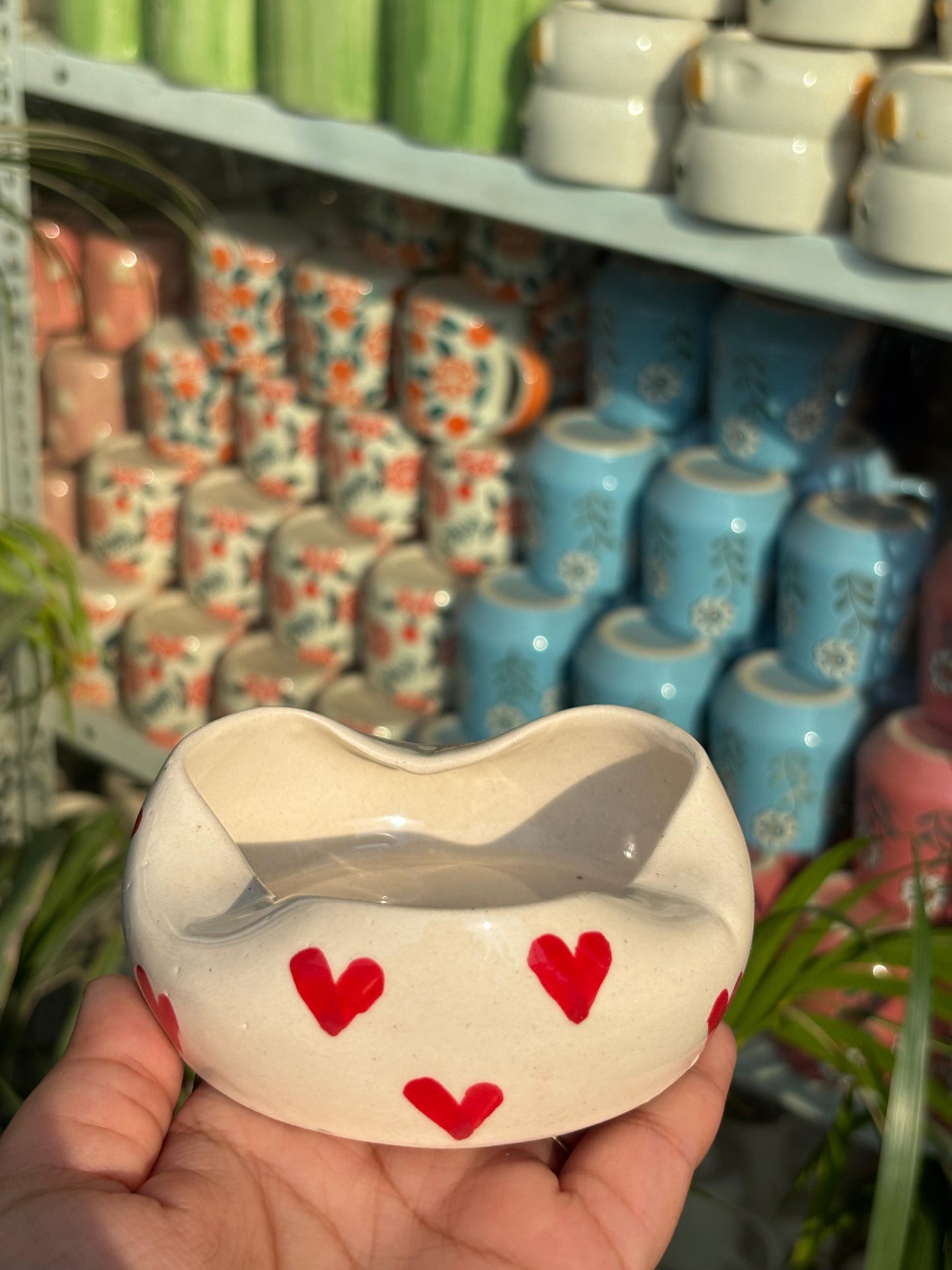 Red Heart Ceramic Dip Bowl / Ashtray (Set of 2)