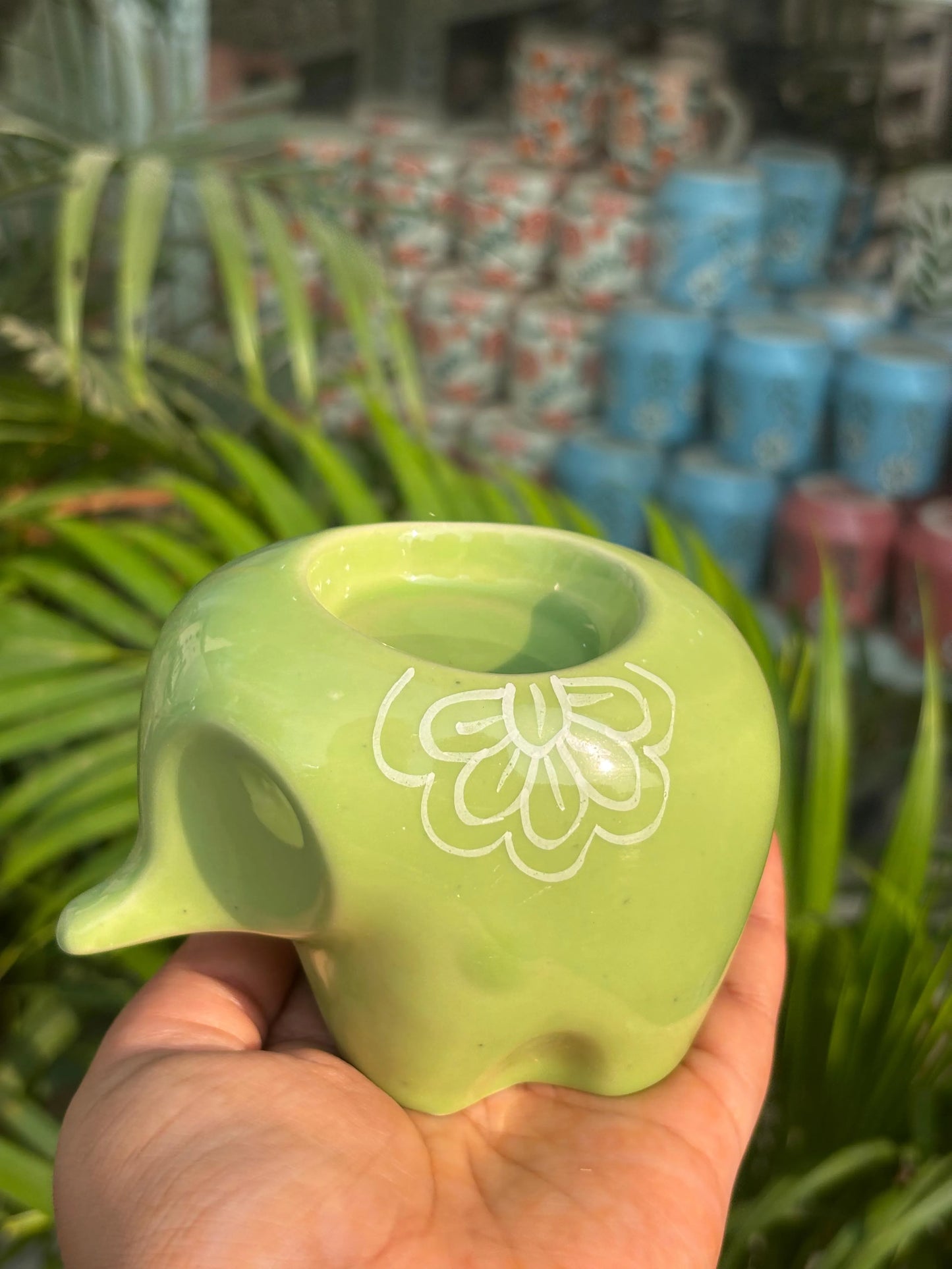 Lil’ Ele Glow Tea Light Holders-Green (Set of 2)