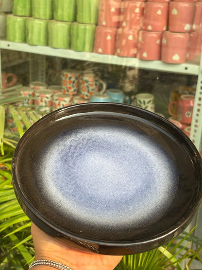 Blue & Black Glaze Snack Plate/Platter