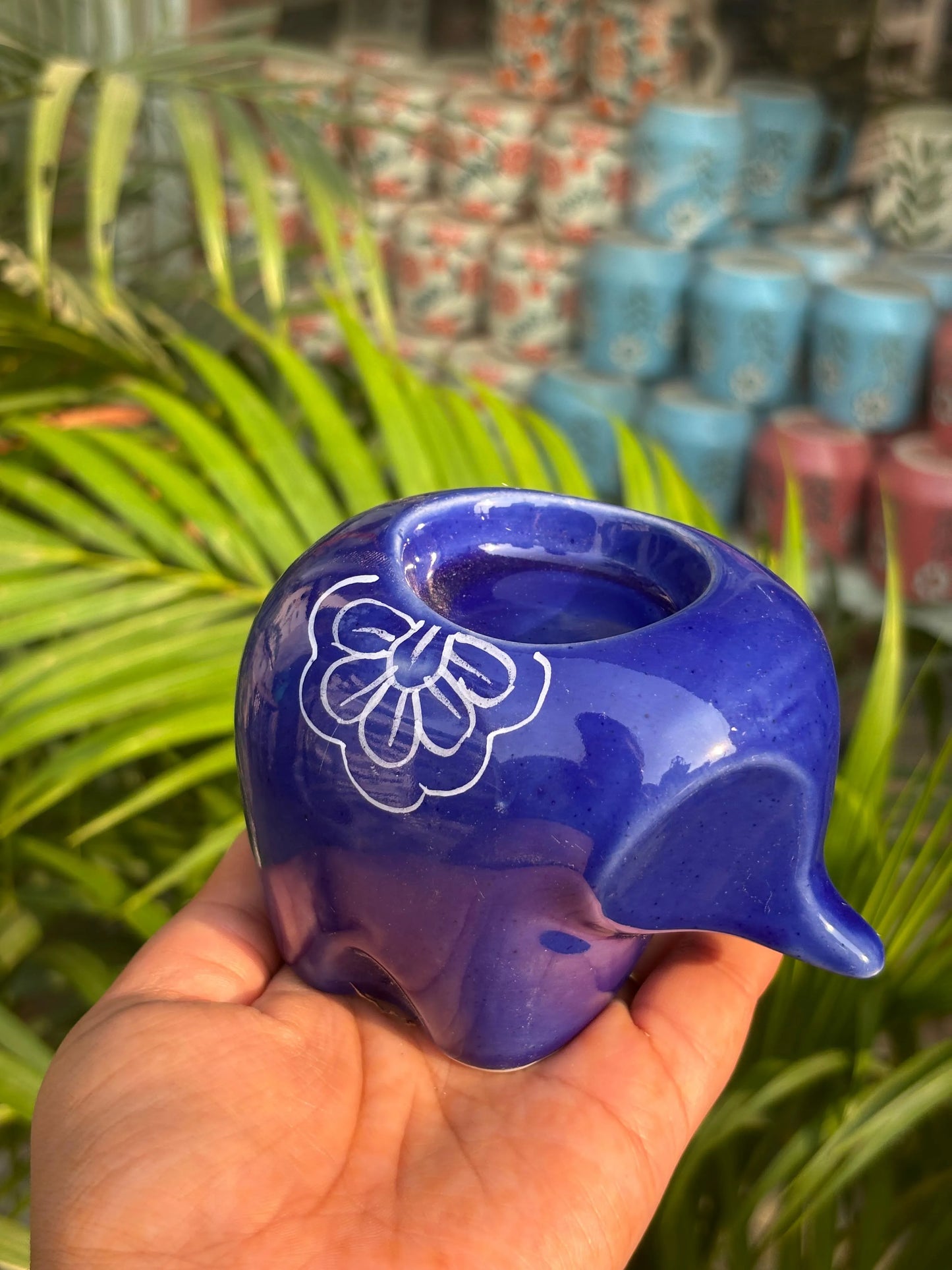 Lil’ Ele Glow Tea Light Holders-Blue (Set of 2)