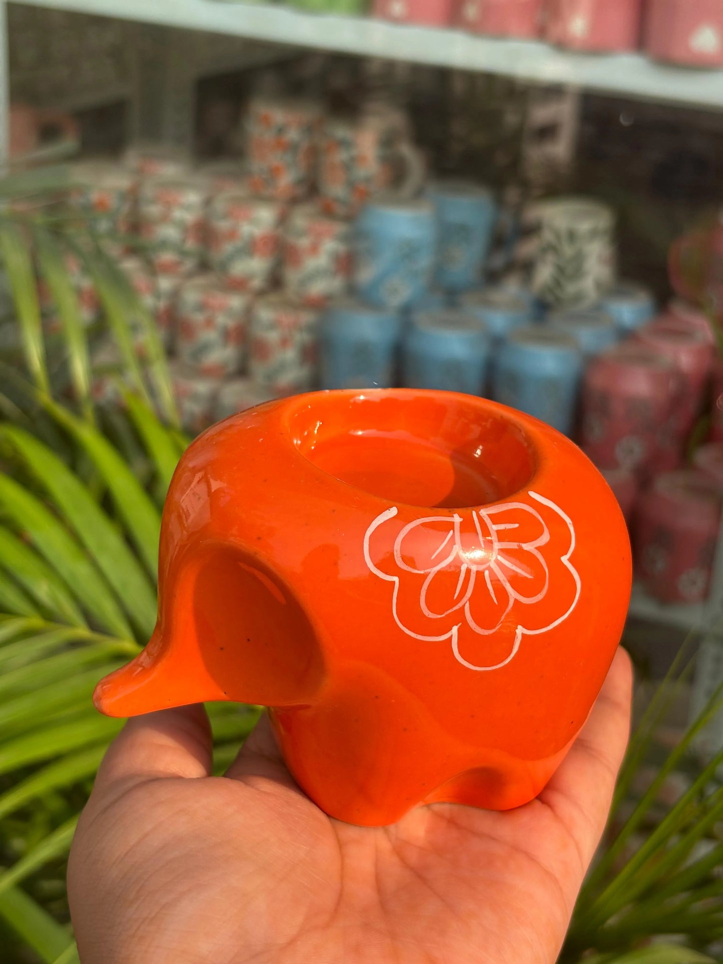 Lil’ Ele Glow Tea Light Holders-Orange (Set of 2)