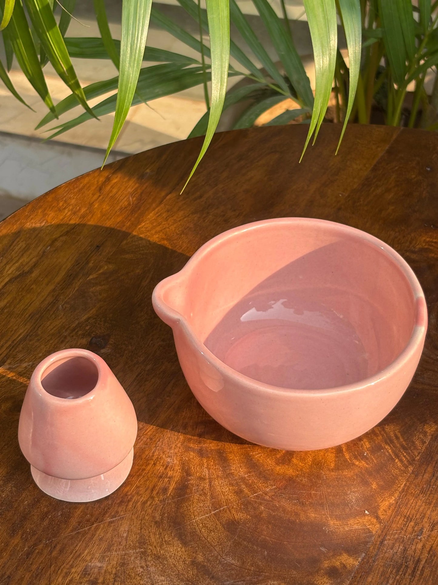 Pink Blush Matcha Bowl & Whisk Holder Set