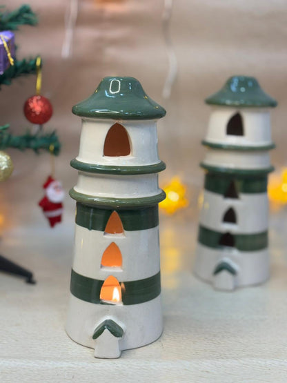 Cozy Coast Lighthouse Tealight Holder-Green