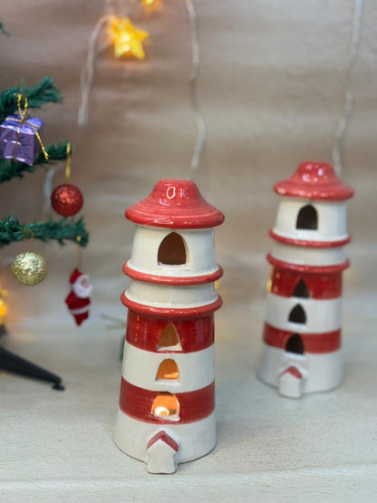 Cozy Coast Lighthouse Tealight Holder-Red