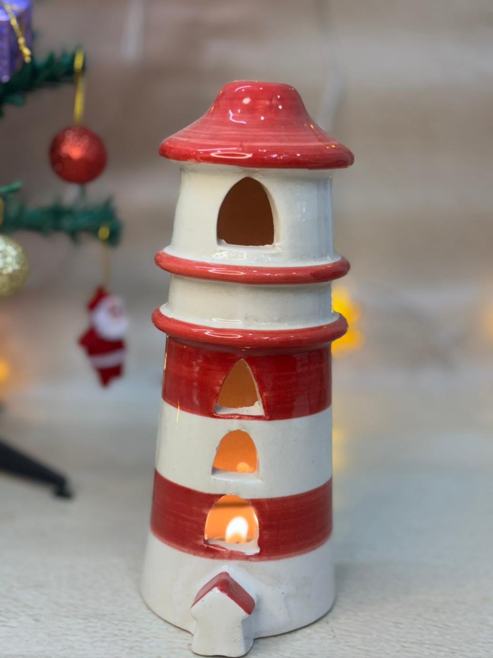 Cozy Coast Lighthouse Tealight Holder-Red