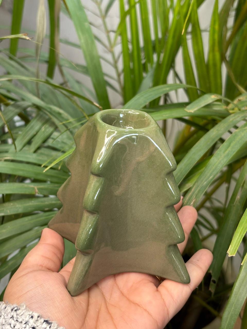 Cozy Pine Tree Tealight Stand-Green