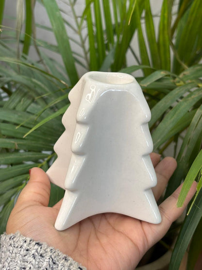 Cozy Pine Tree Tealight Stand-White
