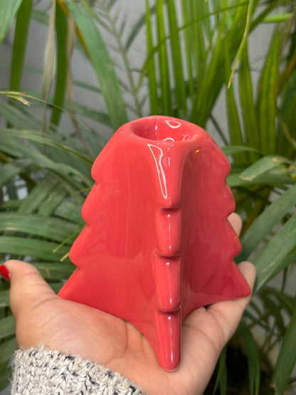 Cozy Pine Tree Tealight Stand-Red