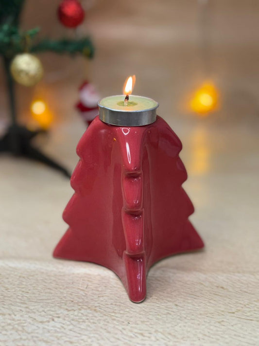 Cozy Pine Tree Tealight Stand-Red