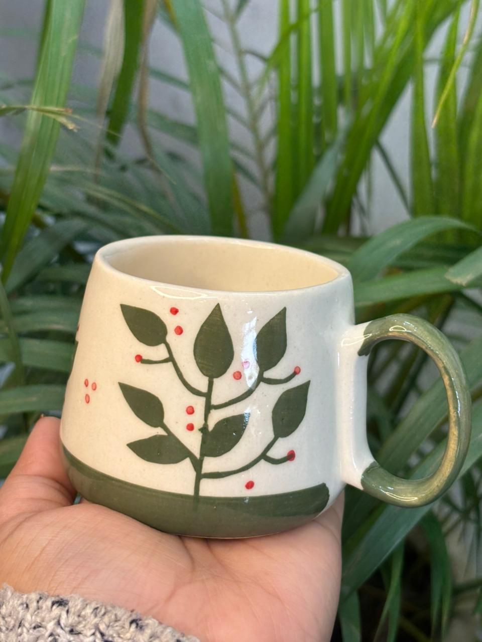 Festive Leaves Coffee Mug & Snack Plate Set (Set of 2)