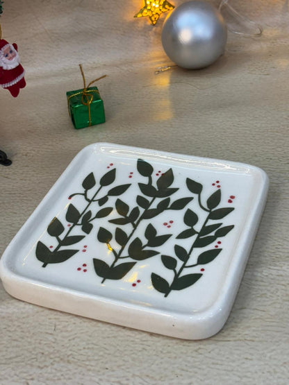 Festive Leaves Coffee Mug & Snack Plate Set (Set of 2)