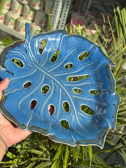 Imperial Blue Leaf Luxe Serveware with Dip Bowl
