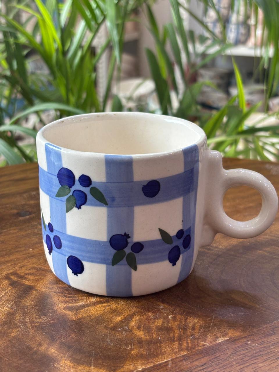 Indigo Berry Check Coffee Mug