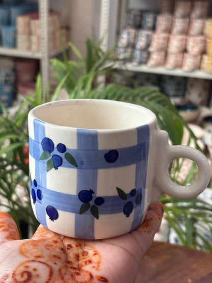 Indigo Berry Check Coffee Mug
