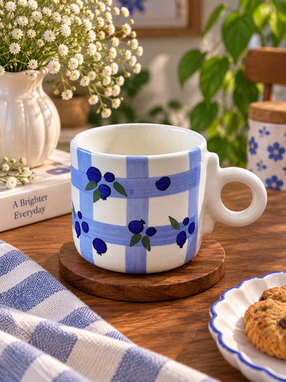 Indigo Berry Check Coffee Mug