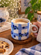 Indigo Berry Check Coffee Mug