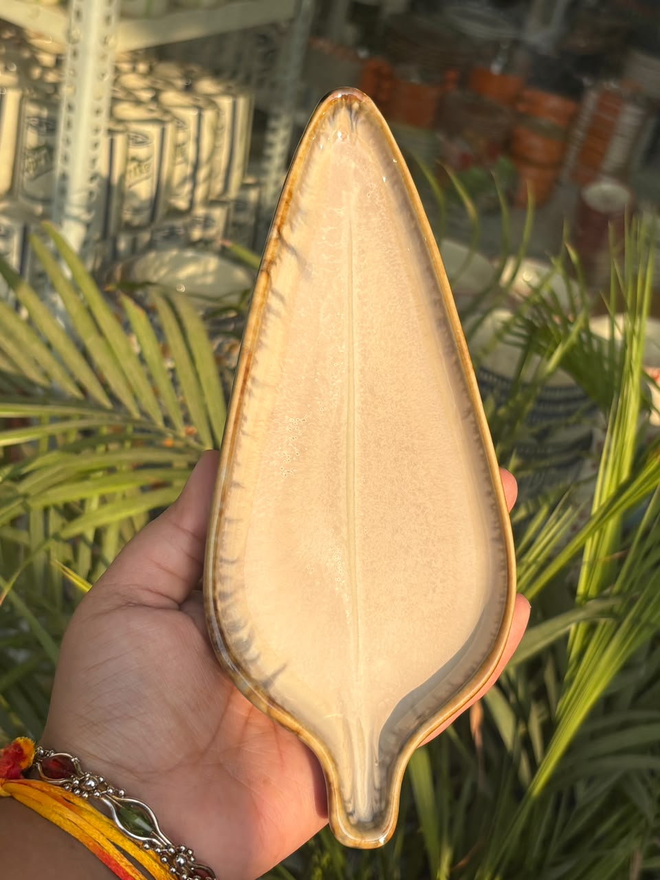 Ivory Leaf Ceramic Snack Plate – Set of 2