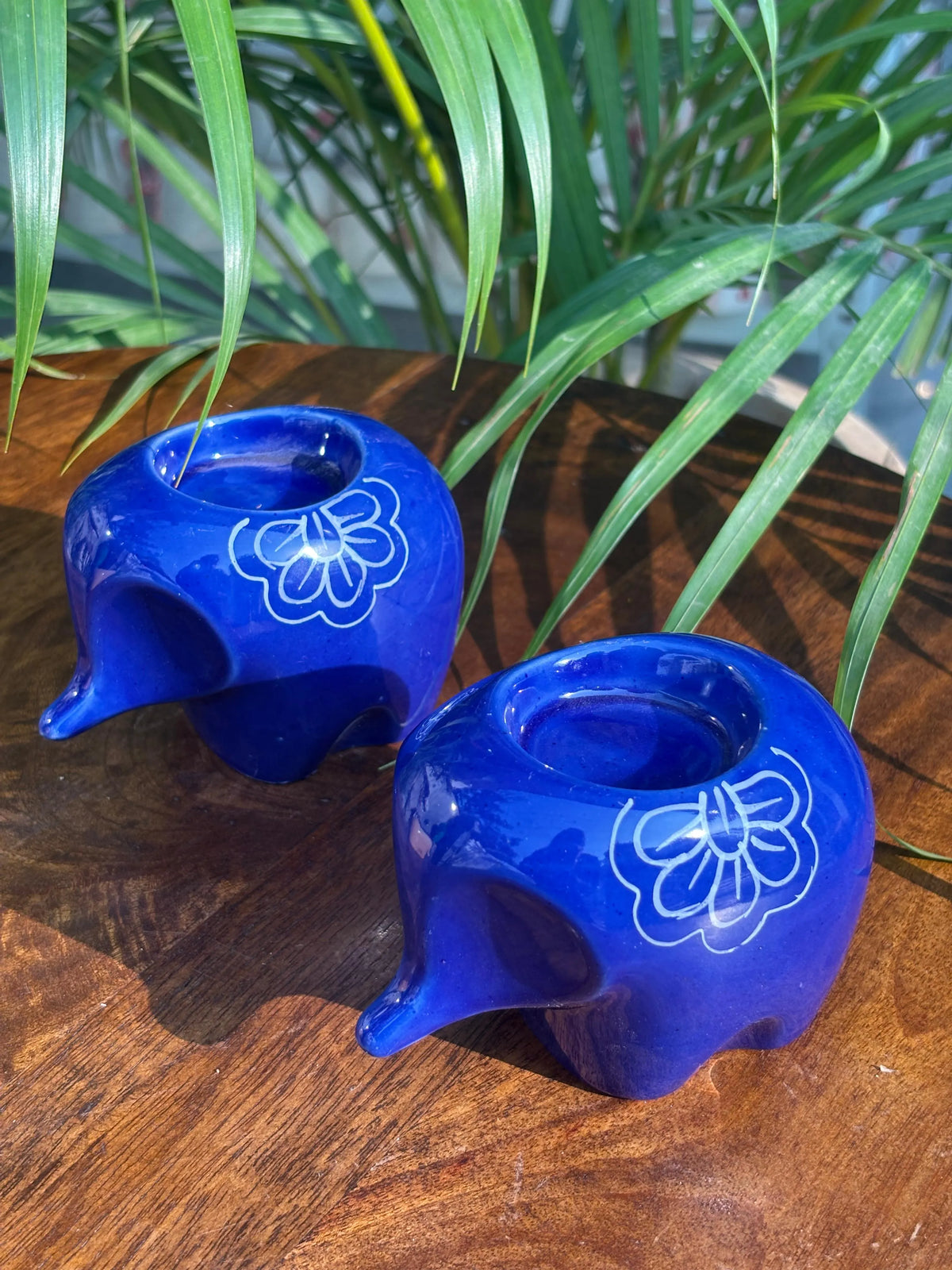 Lil' Ele Glow Tealight Holder-Blue (Set of 2)