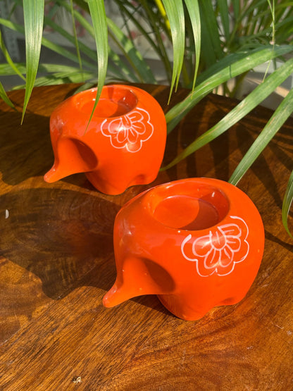 Lil’ Ele Glow Tea Light Holders-Orange (Set of 2)