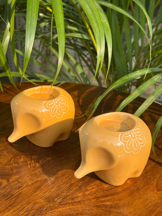 Lil’ Ele Glow Tea Light Holders-Yellow (Set of 2)