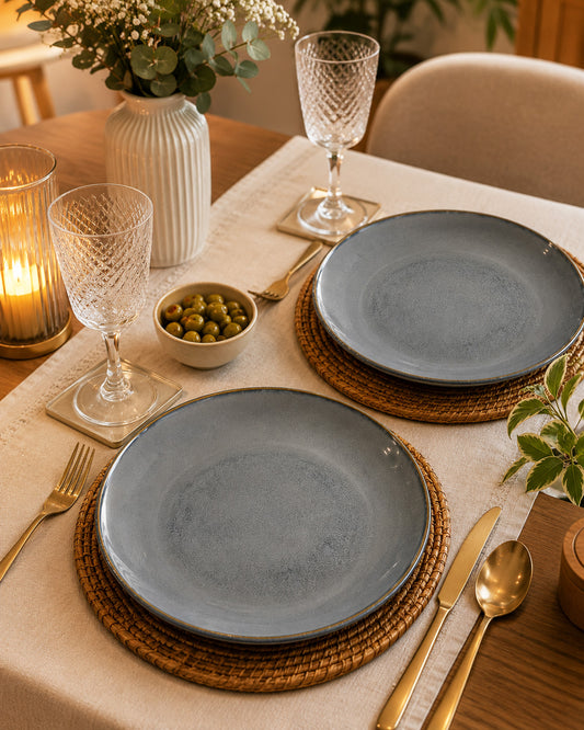 Metallic Blue Glaze Dinner Plates (Set of 2)