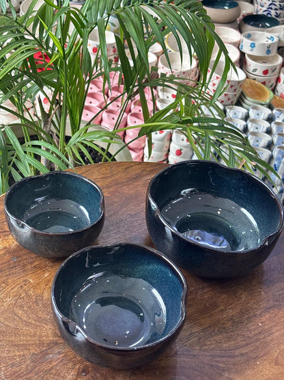 Midnight Blue Haven Serving Bowl Set (Set of 3)