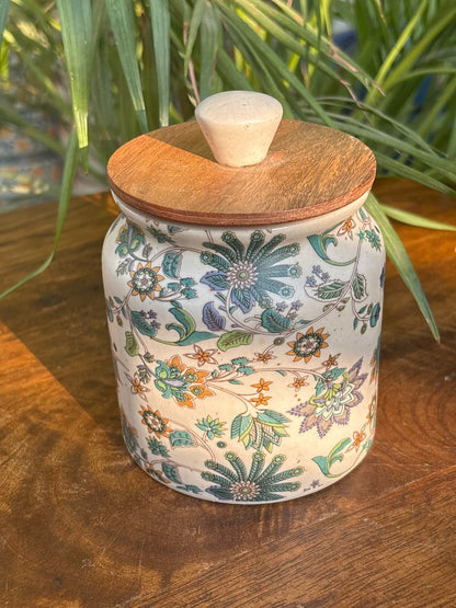 Mughal Garden Wooden Lid Airtight Jar