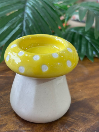 Mushroom Glow Yellow Tealight Holder – Set of 2