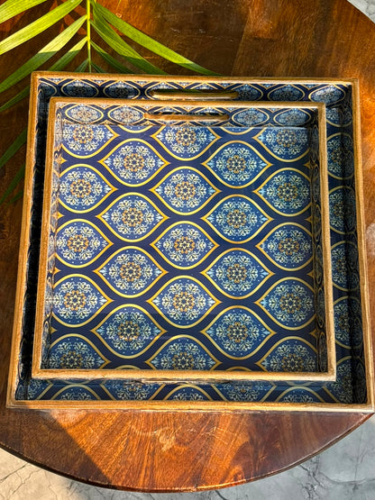 Noor-e-Neel Luxury Tray Set (Set of 2)