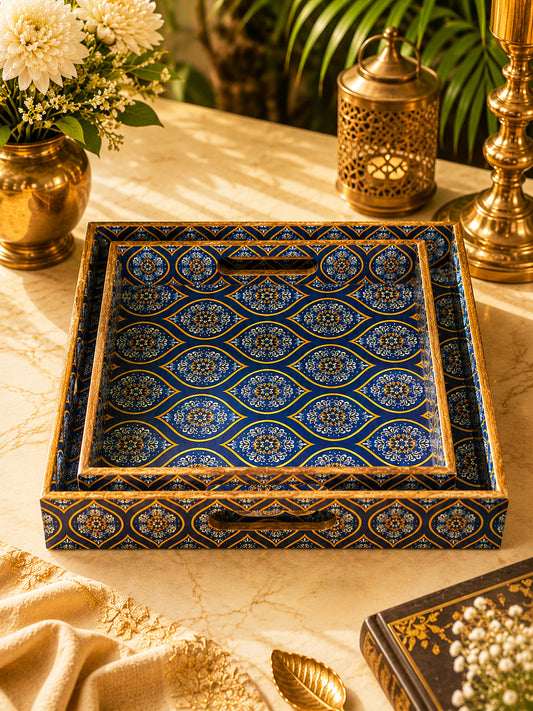 Noor-e-Neel Luxury Tray Set (Set of 2)