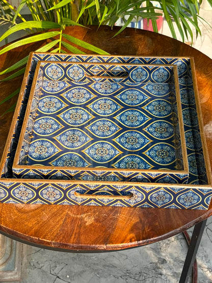 Noor-e-Neel Luxury Tray Set (Set of 2)