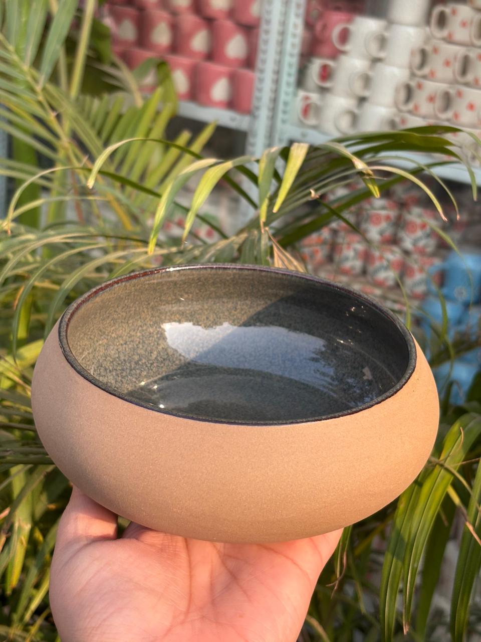 Olive Ash Stone Glaze Snack/Serving Bowl