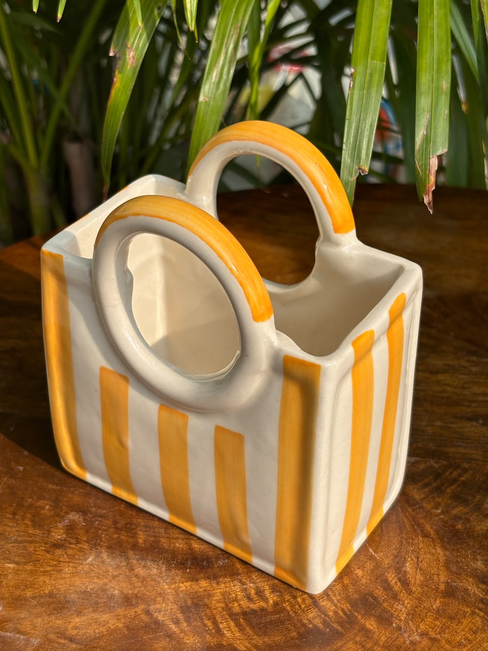 Yellow Stripe Cutlery Holder