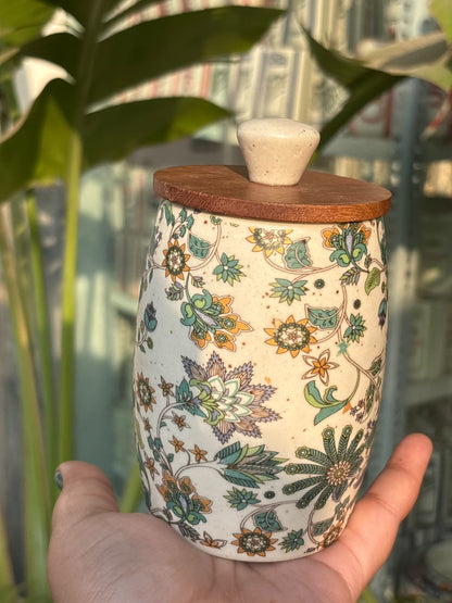 Persian Garden Wooden Lid Airtight Jar