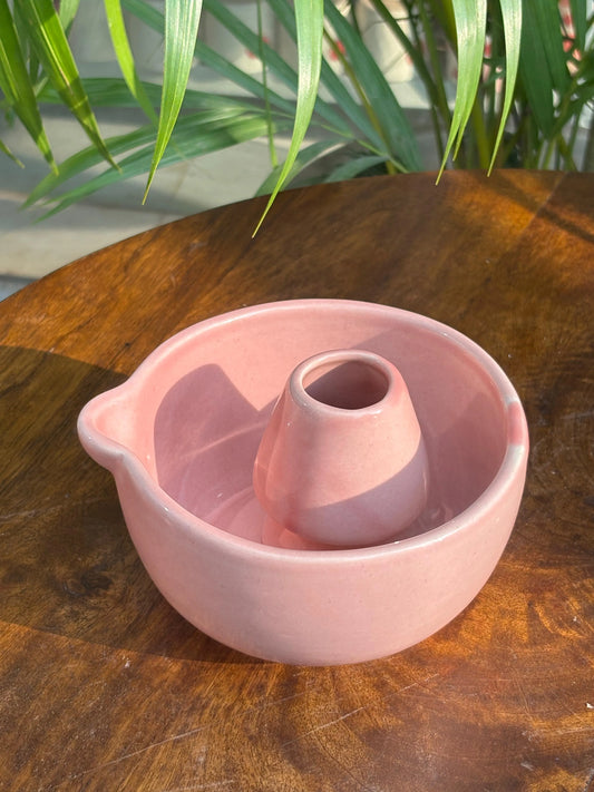 Pink Blush Matcha Bowl & Whisk Holder Set