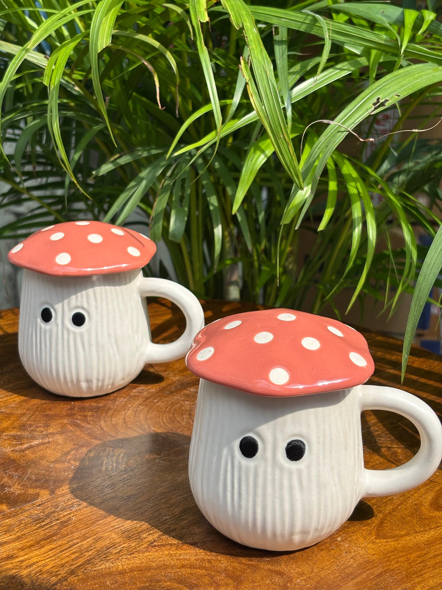 Pink Mushroom Magic Coffee Mug with Lid