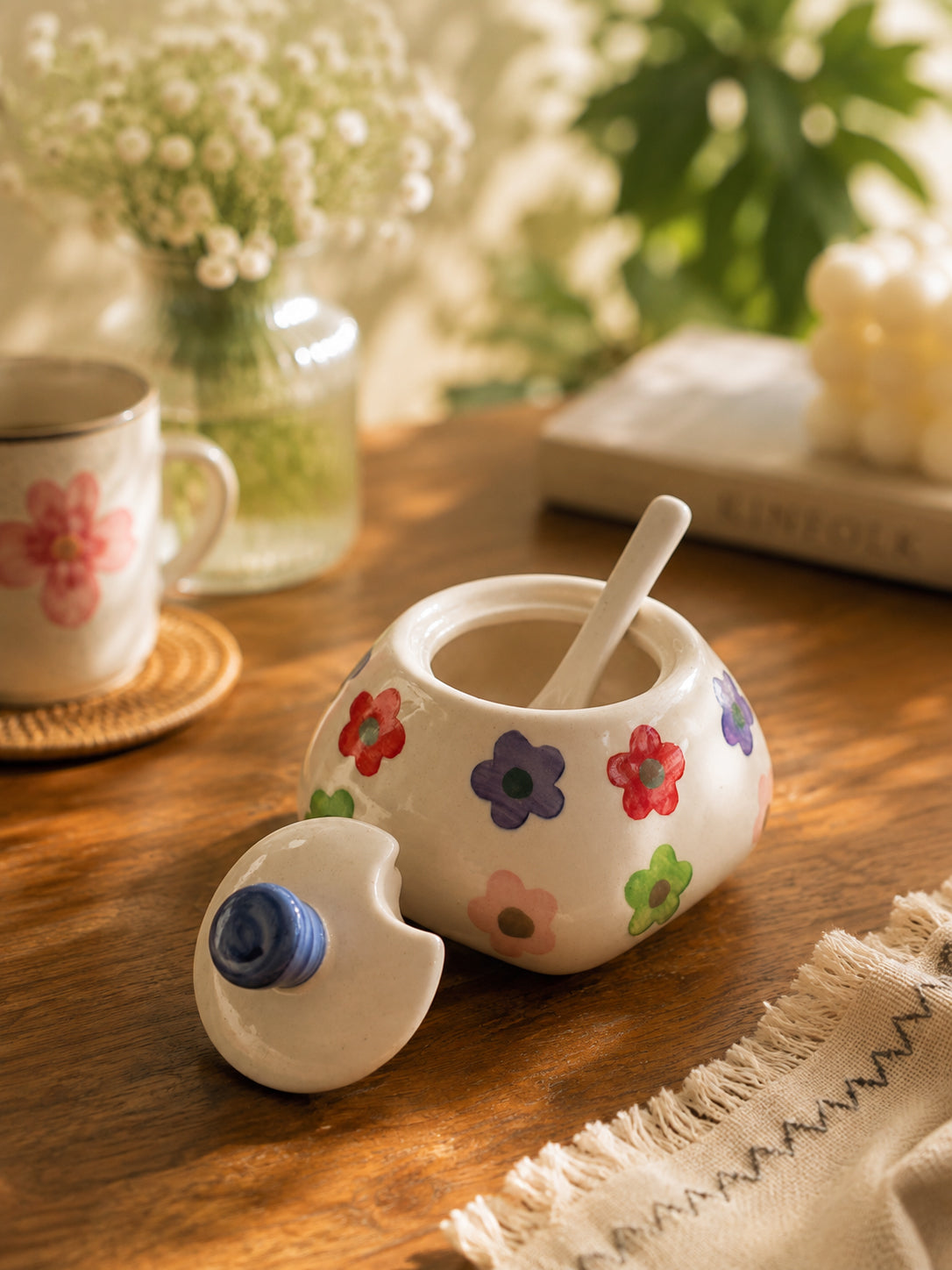 Rainbow Bloom Jar with Spoon