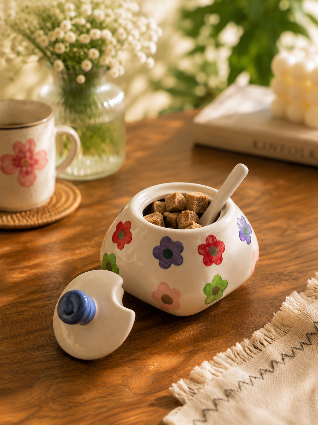 Rainbow Bloom Jar with Spoon